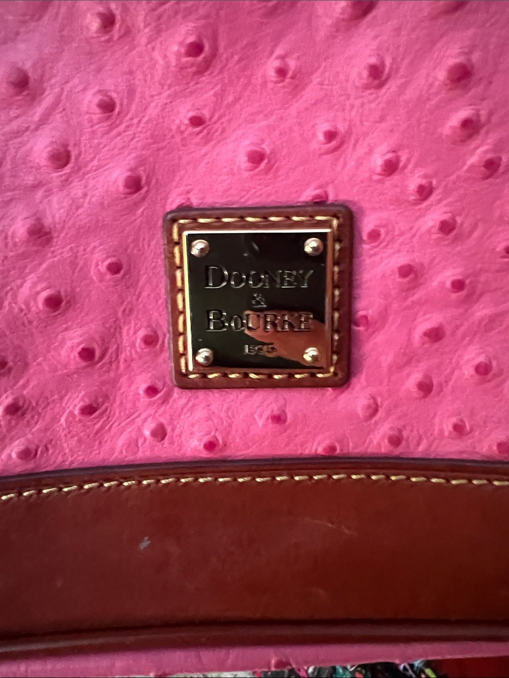 Dooney & Bourke Coral Pink Dome Satchel with Brown Trim - Picture 2 of 7